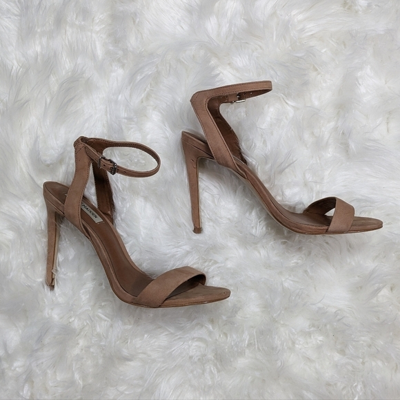 Steve Madden Landen Tan/Brown Leather Ankle Strap Open‎ Toe Heels Size 9.5 - Picture 1 of 9